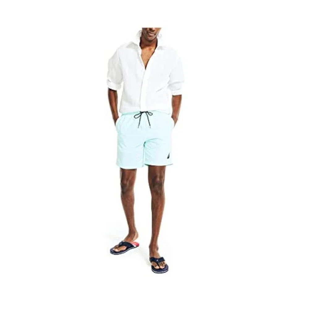 Nautica Quick Dry Swim Trunks Men's XL Reel Aqua 8